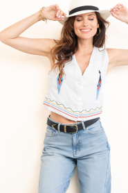 Aether Concept |  Embroidered linen waistcoat Eleni | white | Picture 2