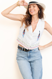 Aether Concept |  Embroidered linen waistcoat Eleni | white | Picture 5