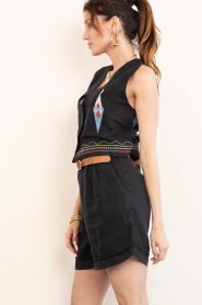 Aether Concept :  Embroidered linen waistcoat Eleni | black - img10