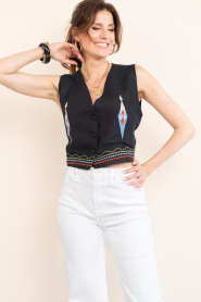 Aether Concept :  Embroidered linen waistcoat Eleni | black - img5