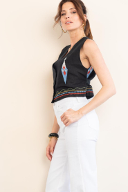 Aether Concept :  Embroidered linen waistcoat Eleni | black - img7