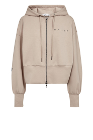Haute L'Amitié |  Cardigan with logo Maxi | beige | Picture 1
