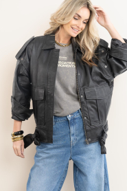 Haute L'Amitié :  Leather oversized jacket Luba | black - img4