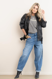 Haute L'Amitié :  Leather oversized jacket Luba | black - img3