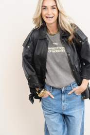 Haute L'Amitié :  Leather oversized jacket Luba | black - img2