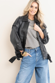Haute L'Amitié :  Leather oversized jacket Luba | black - img5