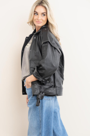 Haute L'Amitié :  Leather oversized jacket Luba | black - img6
