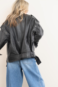 Haute L'Amitié :  Leather oversized jacket Luba | black - img7