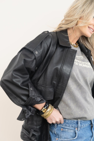 Haute L'Amitié :  Leather oversized jacket Luba | black - img10