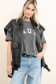 Haute L'Amitié :  Leather oversized jacket Luba | black - img9