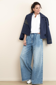 Haute L'Amitié :  Jacket with faux leather details Taylor | dark blue - img3
