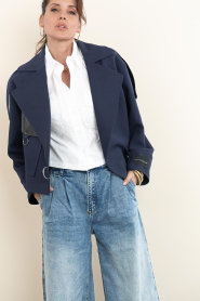 Haute L'Amitié :  Jacket with faux leather details Taylor | dark blue - img4