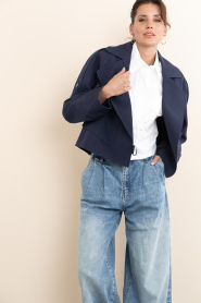 Haute L'Amitié :  Jacket with faux leather details Taylor | dark blue - img7