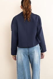 Haute L'Amitié :  Jacket with faux leather details Taylor | dark blue - img9