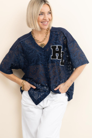 Haute L'Amitié :  Lace baseball blouse Court | dark blue - img4