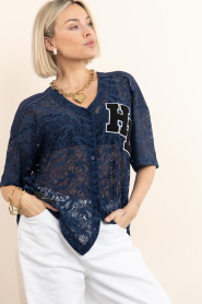 Haute L'Amitié :  Lace baseball blouse Court | dark blue - img8