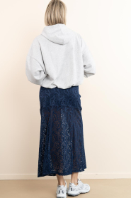 Haute L'Amitié :  Stretch lace maxi skirt Summer | dark blue - img8