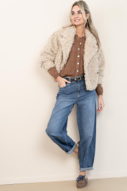 Posa |  Suede boat loafers brushed with fur Mule | brown | Picture 2