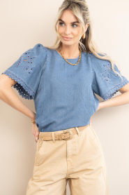 Co'Couture :  Lyocell top with embroidery Tilly | blue - img5