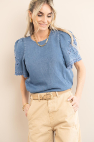 Co'Couture :  Lyocell top with embroidery Tilly | blue - img6