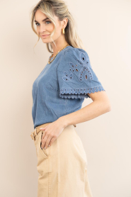 Co'Couture :  Lyocell top with embroidery Tilly | blue - img7