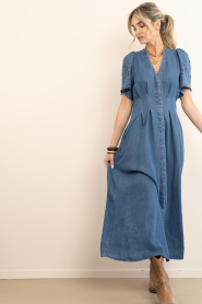 Co'Couture :  Lyocell maxi dress with embroidery Tilly | blue - img4