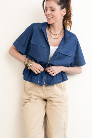 Co'Couture :  Tailored top Terry | blue - img4