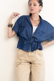 Co'Couture :  Tailored top Terry | blue - img6