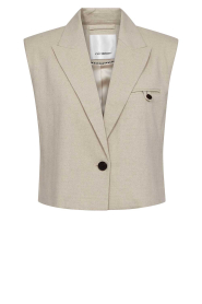 Co'Couture |  Linen mix waistcoat Leena | beige | Picture 1