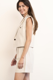 Co'Couture |  Linen mix waistcoat Leena | beige | Picture 9