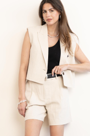 Co'Couture |  Linen mix waistcoat Leena | beige | Picture 8