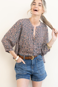 ba&sh |  Blouse with print Tazio | dark blue | Picture 2
