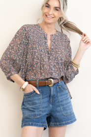 ba&sh |  Blouse with print Tazio | dark blue | Picture 4