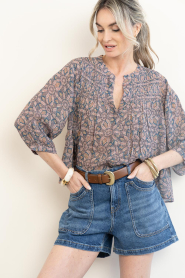 ba&sh |  Blouse with print Tazio | dark blue | Picture 5