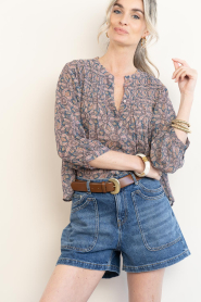 ba&sh |  Blouse with print Tazio | dark blue | Picture 6
