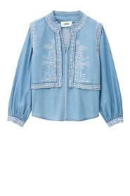 ba&sh |  Denim blouse with embroidery Laura | blue | Picture 1