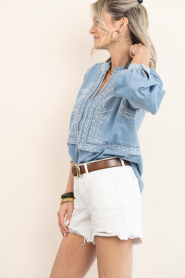 ba&sh |  Denim blouse with embroidery Laura | blue | Picture 6