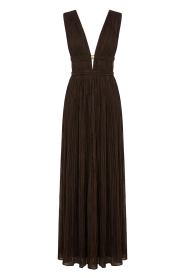 ba&sh |  Crepe dress with deep V-neck Tania | dark brown | Picture 1