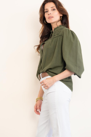 ba&sh :  Blouse with embroidery Gilda | dark green - img7