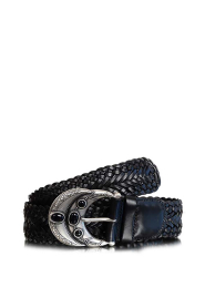 ba&sh |  Leather belt with silver colored buckle Bolbi | black | Picture 1