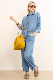 ba&sh :  Leather shoulder bag June | yellow - img3