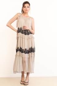 Second Female :  Crêpe dress with lace details Lyndia | taupe  - img2