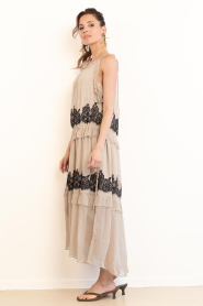 Second Female :  Crêpe dress with lace details Lyndia | taupe  - img5
