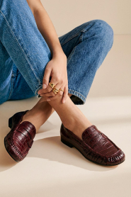 Toral :  Leather croco loafers Peny | burgundy - img2