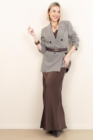 Dante6 |  Satin maxi skirt Ywa | brown | Picture 2