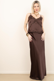 Dante6 |  Satin maxi skirt Ywa | brown | Picture 4