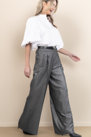 Est'Seven |  High waist glitter trousers Jildau | grey | Picture 4