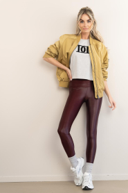 Deblon :  Metallic stretch legging shine | burgundy - img2