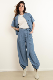 Co'Couture |  Balloon pants with belt Elly | blue | Picture 3