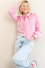 Aaiko :  Striped blouse with bow Fenne | pink - img2